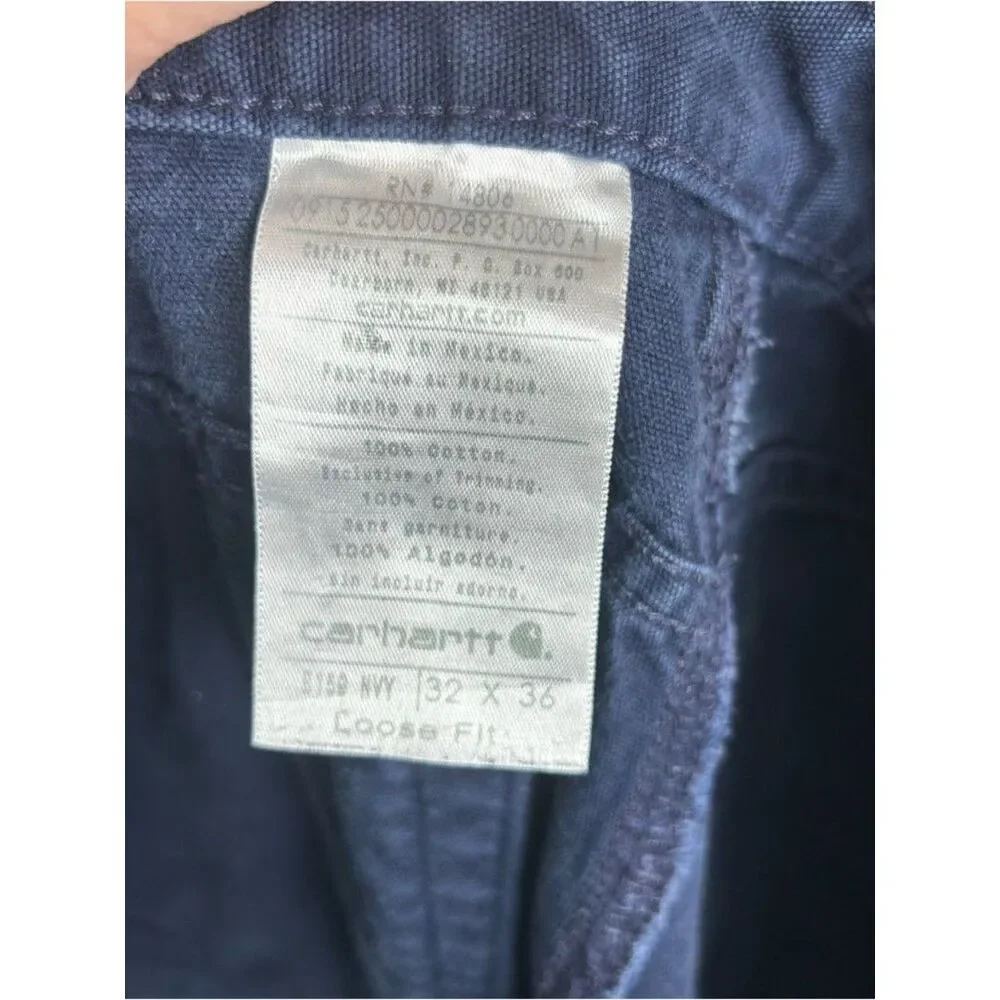 Carhartt Y2K Carpenter Work Loose Pants Utility Blue Relaxed Fit 32x36 B159 NVY